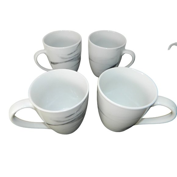 Marble Design Mugs Set of 4 H2K Home to Kitchen Porcelain Marble Effect Cups - Picture 1 of 12
